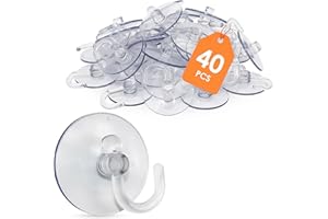 ‎SPETEBO Spetebo Saugnapf mit Haken für Lichterketten und Lichtervorhang - 40 Stück - Kunststoff Halterungen für Weihnachts Deko am Fenster - Befestigung von Lichternetz Lichtschlauch 40er Set