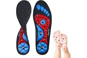 ‎AISCHENS Magnetische Massage-Einlegesohlen für Fußkomfort, Ergonomische Akupressur,Sohlen Atmungsaktiv & Waschbar für Laufen Gehen, Sport, Universelle Passform Herren & Damen (blau und rot, EU36-41, 27CM)