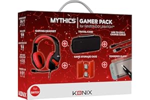 Konix Mythics Gamer Pack Accessoires Nintendo Switch, Switch Lite et Switch OLED - Casque - Housse - Boîtier Jeux - Câble - Verre trempé