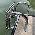 Foldable dock ship ladder with 4 levels, foldable stainless steel platform floating ladder, suitable for docks/swimming pools/oceans