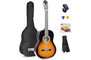 MAX SoloArt Sunburst Acoustic Guitar Starter Kit, Full-Size Beginner Guitars Set with Accessories and 6 Months Lessons, Starter Bundle for New Players