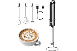 TYPHUR InstaWhisk Milk Frother with Variable Speed, Rechargeable Coffee Frother Wand with Detachable Double Whisk, Drink Mixer Handheld Electric Stirrer for Latte, Cappuccino, Matcha, Almond Milk, Protein