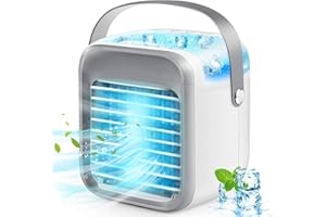 KUCKEE Portable Air Conditioner Mini Mobile Air Conditioner Fan Air Cooler Fan Evaporative Cooler for Home Three Speed Personal Space Evaporative Cooling Fan with Spray for Home Bedroom Office Car