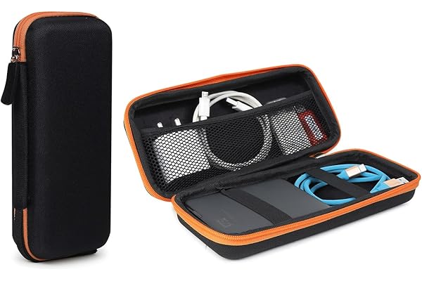 GadgetBite Portable Electronic Accessories Organizer - Travel-Friendly EVA Pouch for Vlogging Camera, USB Cables, Power Banks, Adapters, Hard Disks, and More (Orange)