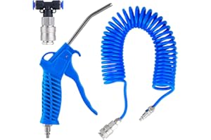 EROOSY eROOSI Duster Cleaning Gun Kit, Blow Dust Gun, Air Duster Blow Gun, Air Blow Gun with 5 Metre Coil Air Hose(4 * 6mm) for Lorry Van Truck Car, Max Pressure 10 Kg/CM2