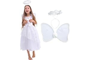 Sincere Party Nativity Angel Virgin Fancy Dress Costume,Christmas Angel Snowflake Fancy Dress with Wings and Halo For Girls