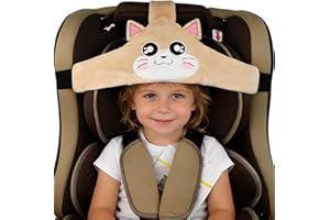 MINGZE Soporte de Cabeza de Asiento de Coche de bebé niño, posicionador de sueño Seguro y Acogedor de Coche, cinturón de sujeción de Asiento de Seguridad Ajustable, cinturón de Seguridad (Marrón)