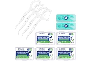 ORIMIO 300+20 pz. Filo Interdentale in UHMWPE con 2 Scatola di Conservazione Igienico e Portatile, Dental Floss Picks Cura Dentistica per Tutta Famiglia (7 Packs)