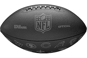 ‎WILSON Wilson NFL 32 Team Football, Mit Einer Druckverriegelungsblase und klassischer Schnürung, Stilvolles Aussehen, Aus robusten Materialien, Farbe: Schwarz, Offizielle Größe