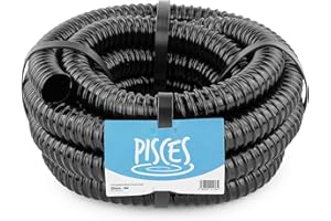 Pisces 20mm (0.75 inch) Black Pond Corrugated Flexible Hose Pipe - 5m Roll