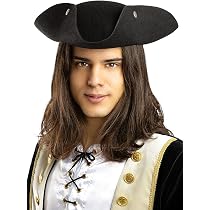 Sombrero De Pirata Negro Para Hombre Y Mujer – Accesorio De Corsario Para Disfraces, Carnaval Y Halloween, Fibras Sintéticas