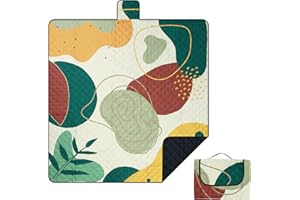 Outplea Boho Coperta Picnic Impermeabile 200 * 200 CM, Telo da Picnic Lavabile in Lavatrice, Tappeto da Mare Grande 3 Strati per Campeggio Spiaggia Escursioni, Arte Astratta