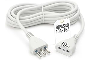 TEMPO DI SALDI Prolunga elettrica 10 Metri Flessibile e Resistente, con Spina Elettrica e Presa 16A Bipasso. Cavo Prolunga Elettrica, Extension Cable pratico per ambienti domestici e professionali