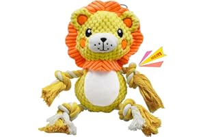 Aitmexcn Squeaky Soft Dog Toys, Interactive Lion Plush Dog Toys for Small Medium Large Dog, Durable Dog Chew Toy for Playing, Training and Teeth Cleaning (Yellow)
