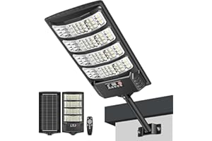 LEKIA Lampione Solare LED Esterno, 6500K Luce Solari da Esterni dal Tramonto All'alba con Sensore di Movimento e Telecomando, Lampada Solare IP66 Impermeabili Faro Stradale con per Giardino, 1 Pezzi