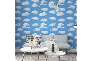 GLOW4U MagicValley Carta da Parati autoadesiva in Vinile con Cielo Blu e Nuvole, per pareti, cameretta dei Bambini, 60 x 300 cm