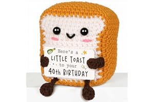 CHERIGIFT 40th Birthday Gifts for Women Men, Handmade Emotional Support Crochet Toast with Pun Card, Adorable Home Decor Gifts for 40 Years Old Mum Dad Uncle Auntie Sister Brother Teacher Friend Colleague