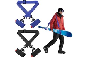 Meng Jiaran 2 Pack Adjustable Ski Shoulder Carrier Straps, Durable Nylon Snowboard & Ski Holder Sling with Cushioned Pad for Adults Teens Skiing Snowboarding Winter Outdoor Activities