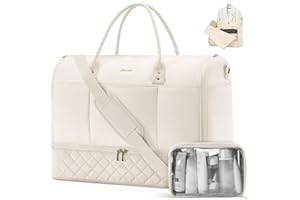 LOVEVOOK Kleidersack Reisetasche Damen 2 in 1, Umwandelbare Weekender groß mit Schuhfach, Anzugtasche aufklappbar, wasserdichte Handgepäck Tasche, Garment Bag für Business Reise Anzug, Beige