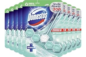 ‎DOMESTOS Domestos Power 5 Toilettenstein mit Chlor WC Reiniger volle Power bis zu 300 Spülungen 9 x 55 g