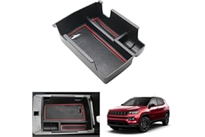 GAFAT Nuova J eep Compass 2021-2024 2025 Vano Portaoggetti per Bracciolo Secondario Organizer da Braccioli per Console Centrale, Compass 2023 Accessori (Rosso)