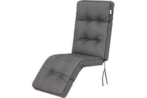 PillowPrim Poduszka na leżak, poduszka na krzesło, krzesło ogrodowe, krzesło, do ogrodu, poduszka na leżak ogrodowy, poduszka do ogrodu, na zewnątrz, 50 x 160 cm, grafitowa