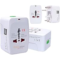 ESnipe Mart Worldwide Travel Adapter with Build in Dual USB Charger Ports with 125V 6A, 250V Protected Electrical Plug…