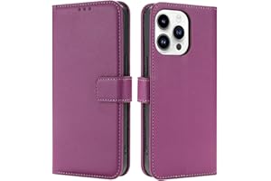 TQIAHF Coque pour iPhone 14 Pro, Coque Etui avec Porte Carte Rabat Clapet Portefeuille Cuir Pochette Magnétique Antichoc Flip Case Étui Cover Housse Protection Coque pour iPhone 14 Pro,Violet Foncé