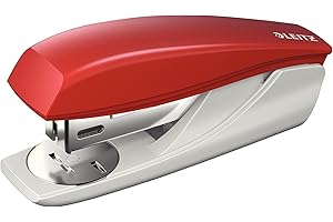 Leitz Petite Agrafeuse de Bureau, Capacité 25 Feuilles, Rouge, Boîtier Ergonomique, Agrafes Incluses, Gamme NeXXt, 55016025