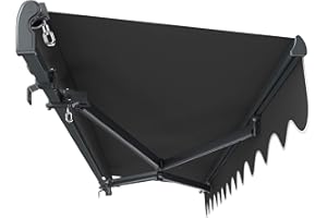 Primrose 3m x 2.5m Standard Manual Charcoal Cassette Patio Awning Complete with Fixings and Winder Handle (Charcoal)