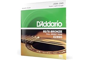 D'Addario Gitarrensaiten Westerngitarre | Gitarrensaiten Akustikgitarre | Saiten Westerngitarre | DER BELIEBTESTEN SAITENMARKE WELTWEIT | EZ890 | 85/15 Bronze | Super Light (09-45)