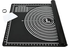 FOLKSY SUPER KITCHEN SUPER KITCHEN Nieprzywierająca silikonowa mata do pieczenia ciasta ze skrobakiem do ciasta, antypoślizgowa mata do ugniatania, blacha do wałkowania kremówki, akcesoria do sprzętu do pieczenia,