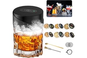 ZILCHX Elektrischer Cocktail Smoker Kit, USB-C wiederaufladbar Whisky Smoker Set, altmodisches Whiskey Räucherset mit 6 Holzchips, Cocktail Zubehör für Whiskey und Bourbon, für Vater, Cocktail-Liebhaber