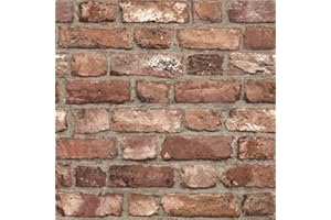 SOPHIE LAURENCE Red Brick Wallpaper Textured Thick Realistic Rustic 3D Stone Wall Effect - Chimney Breast Feature Wall Wallpaper
