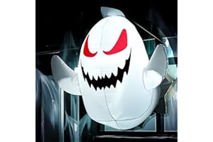 ‎SOLPEX Solpex Halloween deko, Aufblasbar Geist Dekoration, 80 cm Eingebaute LEDs, Gruseliger aufblasbarer Halloween-Geist für Halloween Party, Garten, Rasen, Fenster (Weiß)