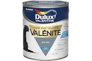 Dulux Valentine Peinture Laque Valénite Glycéro multisupport intérieur-extérieur – Grande résistance pour boiseries et ferronneries - aspect Mat Bleu Gris 2L