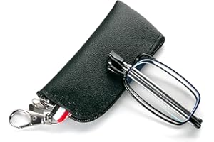 ‎MMOWW MMOWW Faltbare Lesebrille für Damen und Herren mit Teleskopstange mit Reißverschluss Schlüsselanhänger Mini Anti Blaulicht Brille (Schwarz,+1,5)