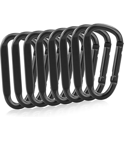 pullther 10 moschettoni, 70 mm/2,76 pollici, moschettone, in alluminio, per sport all'aperto, escursionismo, campeggio, pesca, colore nero
