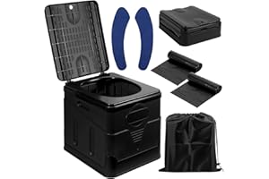 Zorplex Inodoro Portátil Plegable para Camping, WC Compacto de 25L con Gran Capacidad y Resistencia, Incluye 24 Bolsas Desechables, Cojín y Bolsa de Transporte para Viajes, Autocaravana