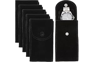 ‎NBEADS NBEADS 6 Stück Samt Uhrenaufbewahrungstasche, Tragbare Einzeluhr Reisetasche Uhrentasche Uhren-Aufbewahrungstasche Uhrenetui Luxus Geschenktasche Mit Druckknopf Für Schmuck Uhr, Schwarz, 13x6.7 cm