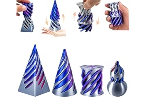 BAGUBDR 4 Piece 3D Printed Fidget Toy Set,Spiral Cone Fidget Toy Unique Designs Including Spiral Cone Fun Stress Relief Desk Toy Suitable Gift Suitable for relaxation Fidget Toys Cone