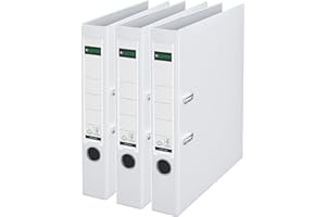 ‎LEITZ Leitz Qualitäts-Ordner 180° Plastik, 3er Pack, das Original, DIN A4 Aktenordner 5 cm schmal, 90% Recycling-Karton, 30% Pre-Consumer Recycling-Kunststoff, Mit 180° Mechanik, 350 Blatt, Weiß, 310345001