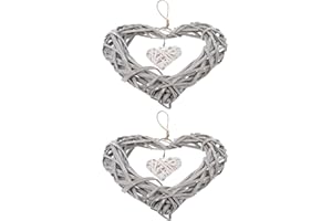 YARNOW Sfere di Vimini a Forma di Cuore di Rattan: 2Pcs di San Cuori di Vimini Appesi Palline Ornamenti per Matrimonio Baby Shower Decorazioni Compleanno