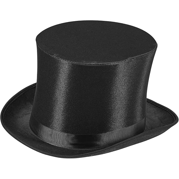 Chapeau Haut-de-forme 100% Laine Pour Homme - Style Vintage, Doublure Satin, Noir, Tailles S à XL