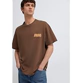 Mavi Baskılı Kahverengi Tiş&ouml;rt Loose Fit/Bol Rahat Kesim 0613655-70239