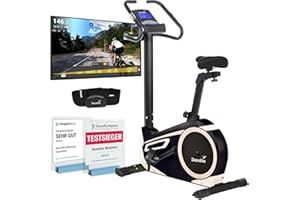 ‎SKANDIKA Skandika Ergometer Morpheus | Heimtrainer für Zuhause, 12 kg Schwungmassensystem, 32 Levels, 24 Programme, App Kompatibel mit Kinomap, Pulsgurt, Tablethalterung | Indoor Fahrrad bis 150 kg