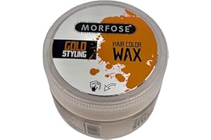 Morfose Hair Colour Wax Styling Gold,Temporary Hair Dye Wash In Wash Out, Coloured Hair Wax Kids Instant Styling, Hair Colour Pomade Washable for Men, Women, Party, Cosplay (100 ml, Gold)