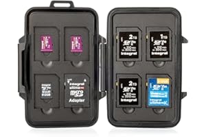 Integral 16 Slots Memory Card Case – SDXC/SDHC Card Organiser for 8 SD + 8 Micro SD Cards, Shockproof Anti-Static Storage Box with Dust-Proof Seal, Portable and Durable Card Holder