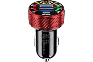 KEWIG Ładowarka do zapalniczki samochodowej, podwójny port QC3.0, szybki adapter USB, 36 W/3 A, ładowarka samochodowa, kompatybilna z kolorowym woltomierzem i włącznikiem/wyłącznikiem