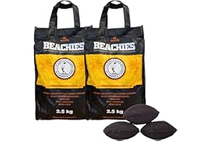 BlackSellig Beachies Coconut Grill Briquettes Pure Coconut Shells Charcoal Perfect Professional Quality for Short Job 2 x 2.5 kg